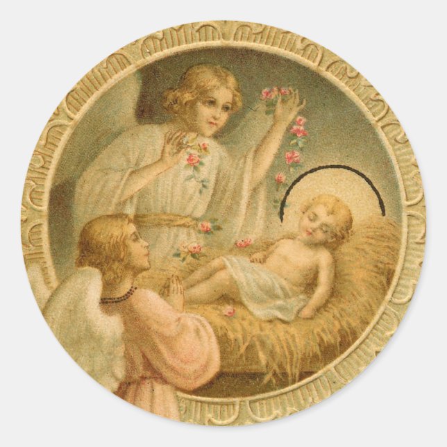 Pegatina Redonda Pegatinas: El amor cayó sobre los Navidades (Anverso)