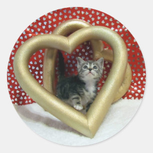 Pegatina Redonda Pegatinas el día de San Valentín Amor, Lilo - gato
