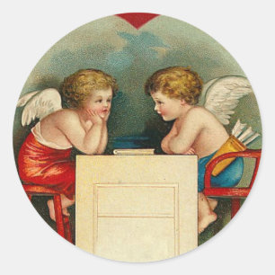 Pegatina Redonda Pegatinas El día de San Valentín de época