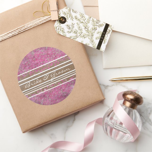 Pegatina Redonda Pegatinas Elegantes De Color Rosa Yarrow (Regalar)