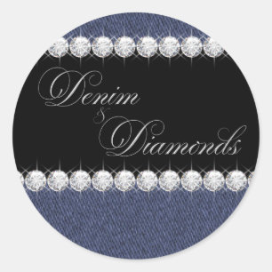 Pegatina Redonda Pegatinas elegantes de Denim y Diamonds