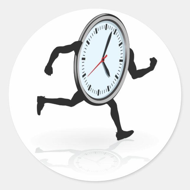 Pegatina Redonda Pegatinas en ejecución de reloj (Anverso)