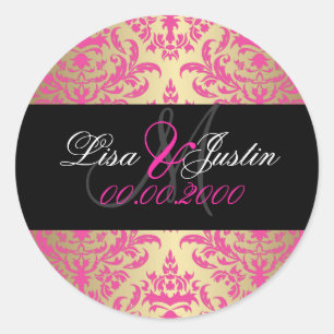 Pegatina Redonda Pegatinas en monograma de PixDezines Céline Damask