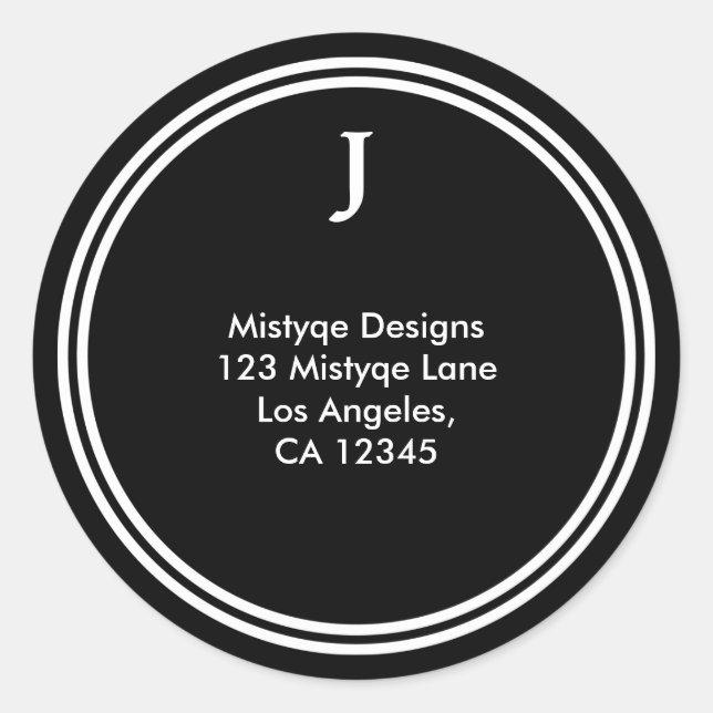 Pegatina Redonda Pegatinas en Monograma de The Star Bar/Bat Mitzvah (Anverso)