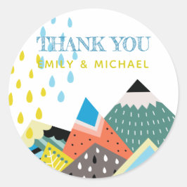 Pegatina Redonda Pegatinas escandinavos de arte popular favorecen a