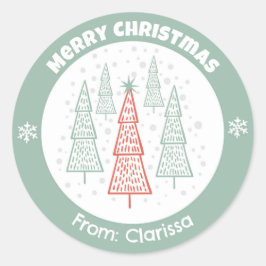 Pegatina Redonda Pegatinas escandinavos de los árboles de Navidad