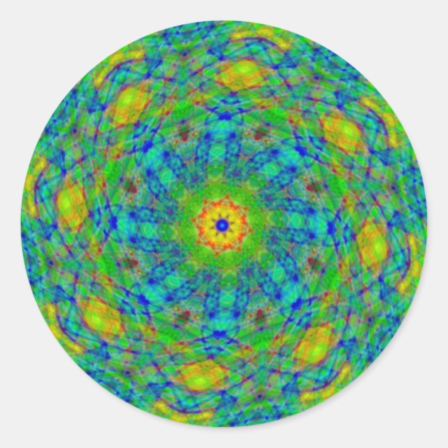 Pegatina Redonda Pegatinas espirales verdes de la torsión (Anverso)