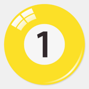 Pegatina Redonda Pegatinas/etiquetas de bolas de billar número uno