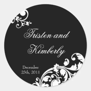 Pegatina Redonda pegatinas favoritos de 20 a 1.5" Filig floral blan