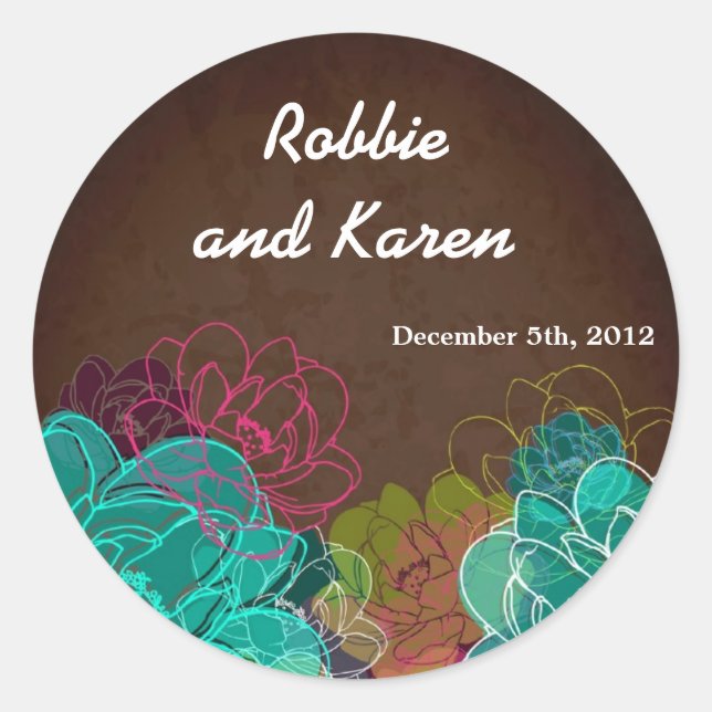 Pegatina Redonda pegatinas favoritos de 6 a 3" Neon Spring Floral (Anverso)