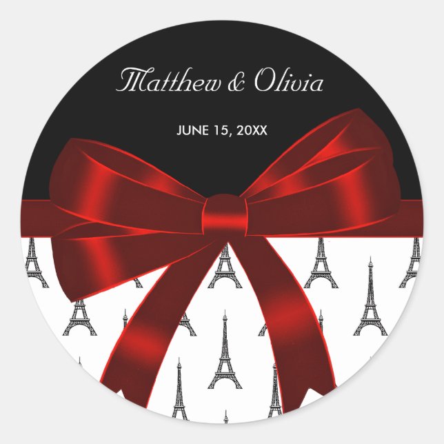 Pegatina Redonda Pegatinas favoritos de boda de bodas rojas de la T (Anverso)