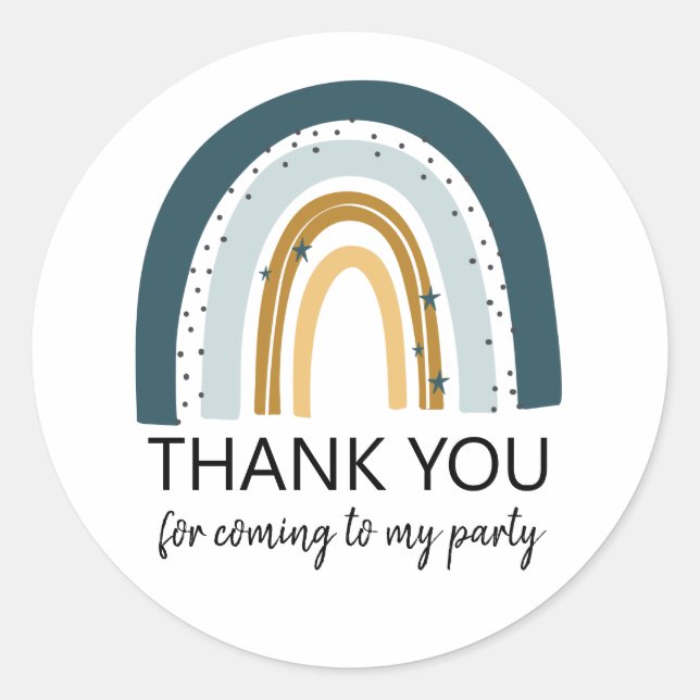 Pegatina Redonda Pegatinas favoritos de cumpleaños del arcoiris azu (Anverso)