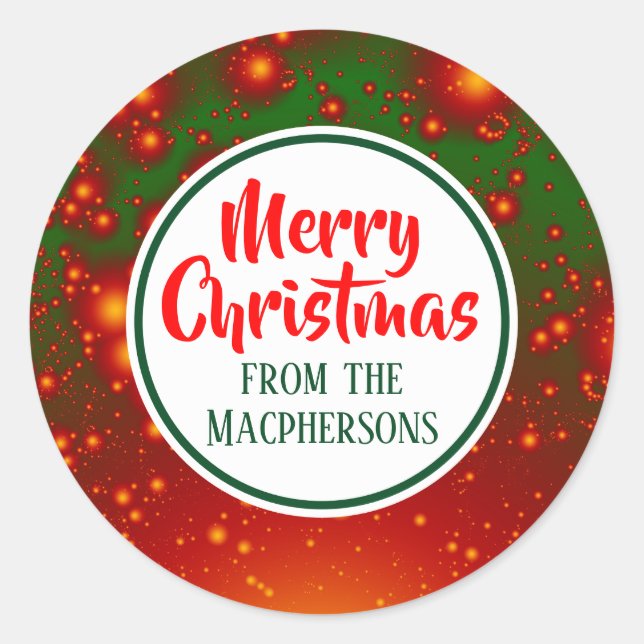 Pegatina Redonda Pegatinas festivas de Navidad fractal (Círculo Ver (Anverso)