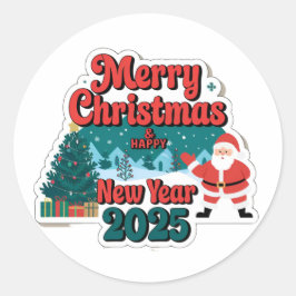 Pegatina Redonda Pegatinas festivos, diversión sin fin: Feliz Año N
