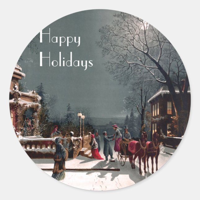 Pegatina Redonda Pegatinas Fiestas de Navidades de Victoria (Anverso)