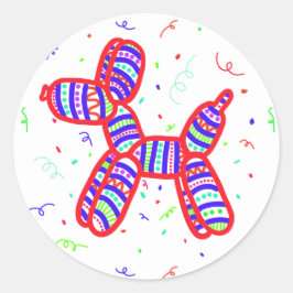 Pegatina Redonda Pegatinas Fiestas de perros con globos