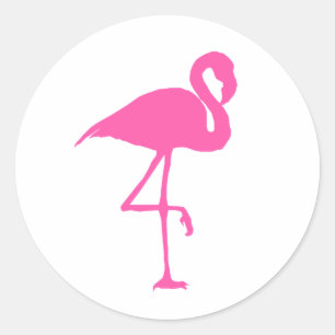 Pegatina Redonda Pegatinas Flamingo Rosado