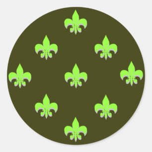 Pegatina Redonda Pegatinas Fleur de Lis ÁCIDO VERDE