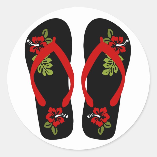 Pegatina Redonda Pegatinas Flip Flops (Anverso)