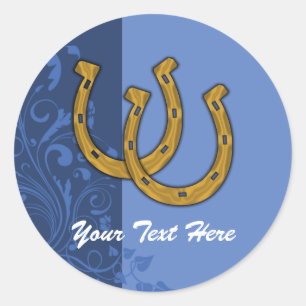 Pegatina Redonda Pegatinas - Floral de herradura afortunada