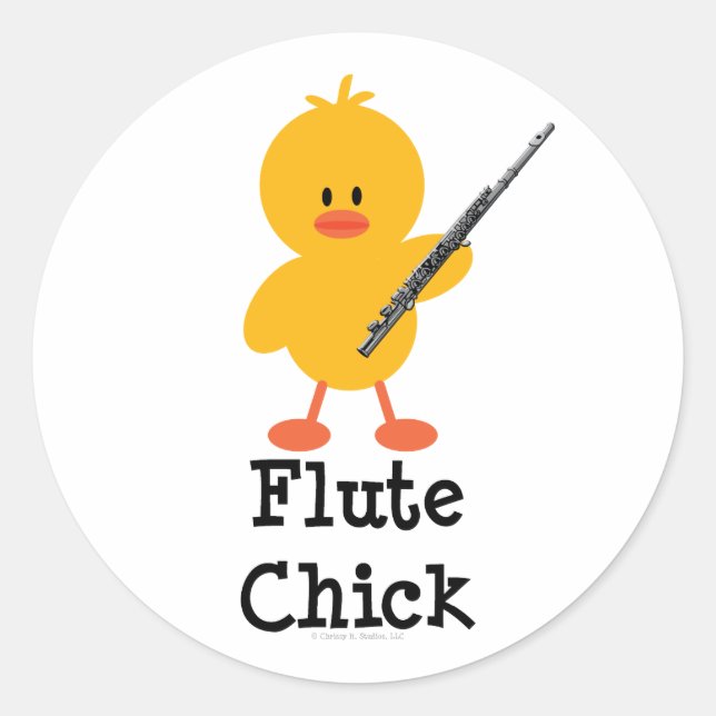 Pegatina Redonda Pegatinas Flute Chick (Anverso)