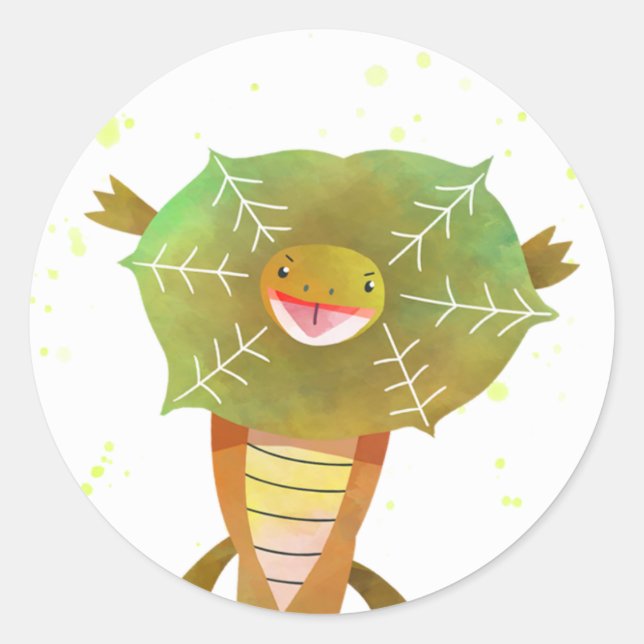 Pegatina Redonda Pegatinas Frilled Lizard Reptile del partido de cu (Anverso)