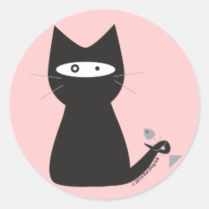 Pegatina Redonda Pegatinas Gato Ninja