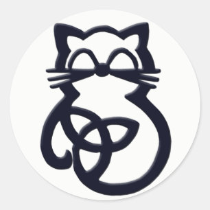 Pegatina Redonda Pegatinas gatos celtas de Black Trinity Knot