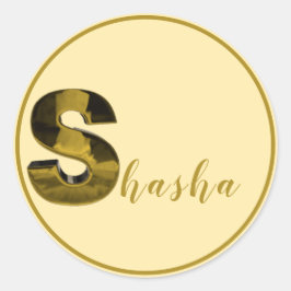 Pegatina Redonda Pegatinas Gold 3D Letter S