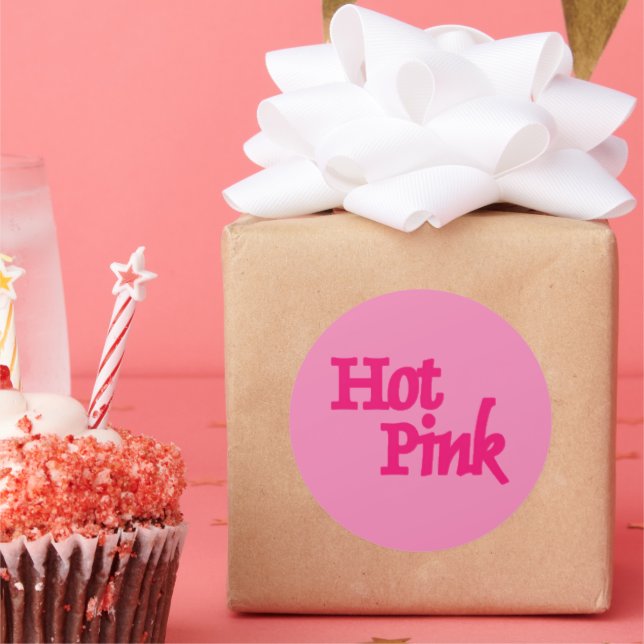 Pegatina Redonda Pegatinas grandes redondos rosados calientes (Fiesta)