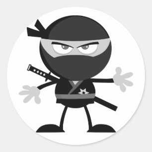 Pegatina Redonda Pegatinas guerreros de Ninja enojados