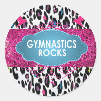 Pegatina Redonda Pegatinas Gymnastic Rocks Cheetah Pink SPARKLE