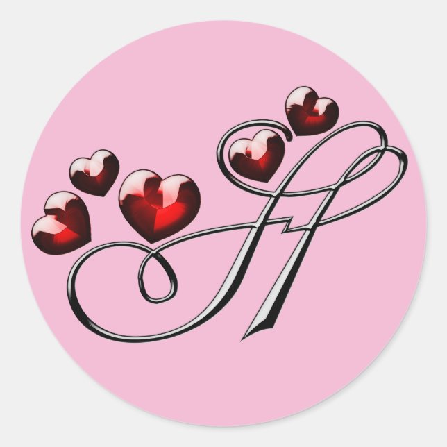 Pegatina Redonda pegatinas H iniciales de monograma (Anverso)