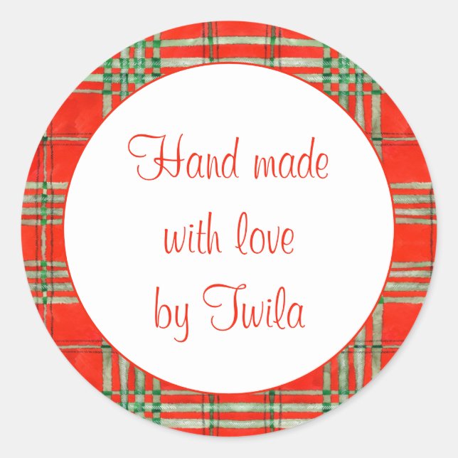 Pegatina Redonda PEGATINAS "Hecho a Mano" Redondas de 1,5" TARTÁN R (Anverso)