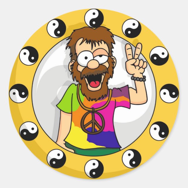 Pegatina Redonda Pegatinas hippie (Anverso)