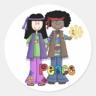 Pegatina Redonda Pegatinas Hippie Flower Children