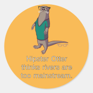 Pegatina Redonda Pegatinas Hipster Otter