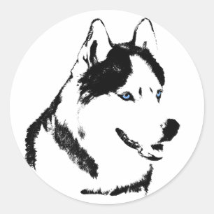 Pegatina Redonda Pegatinas Husky Pegatinas Siberian Husky Malamute