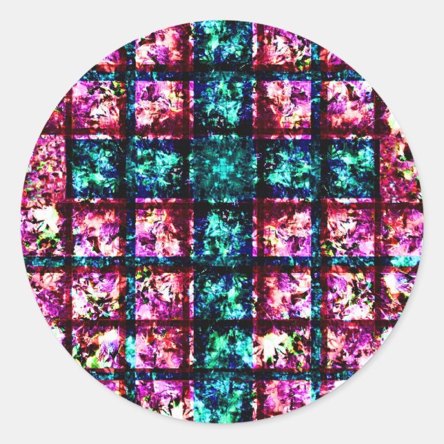 Pegatina Redonda Pegatinas Ilustrados De Cruces De Vidrio Manchado (Anverso)