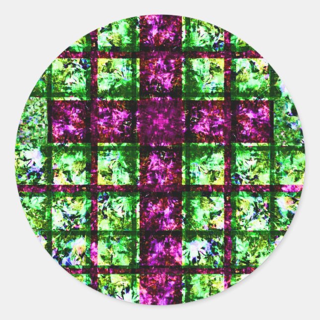 Pegatina Redonda Pegatinas Ilustrados De Cruces De Vidrio Manchado (Anverso)