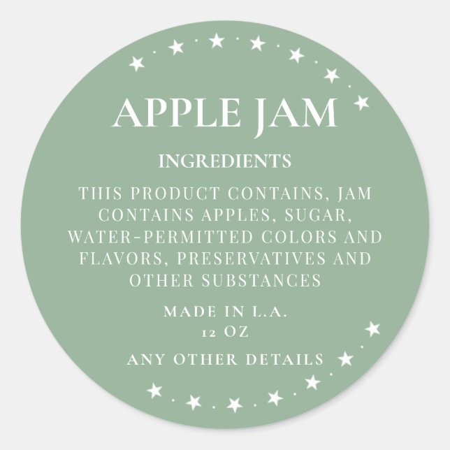 Pegatina Redonda Pegatinas Ingredientes Ingredientes para Pequeñas  (Anverso)