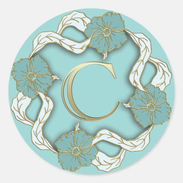 Pegatina Redonda pegatinas iniciales de C en monograma (Anverso)