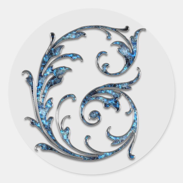 Pegatina Redonda pegatinas iniciales de G monograma (Anverso)