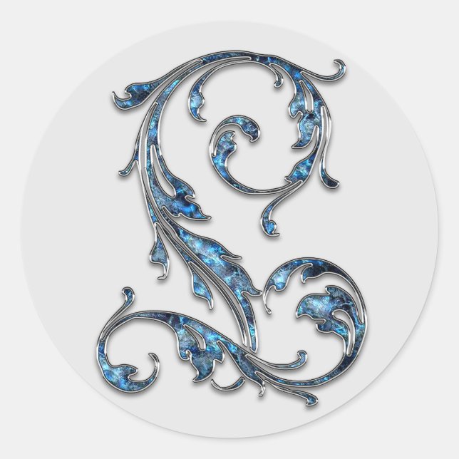 Pegatina Redonda pegatinas iniciales de L monograma (Anverso)