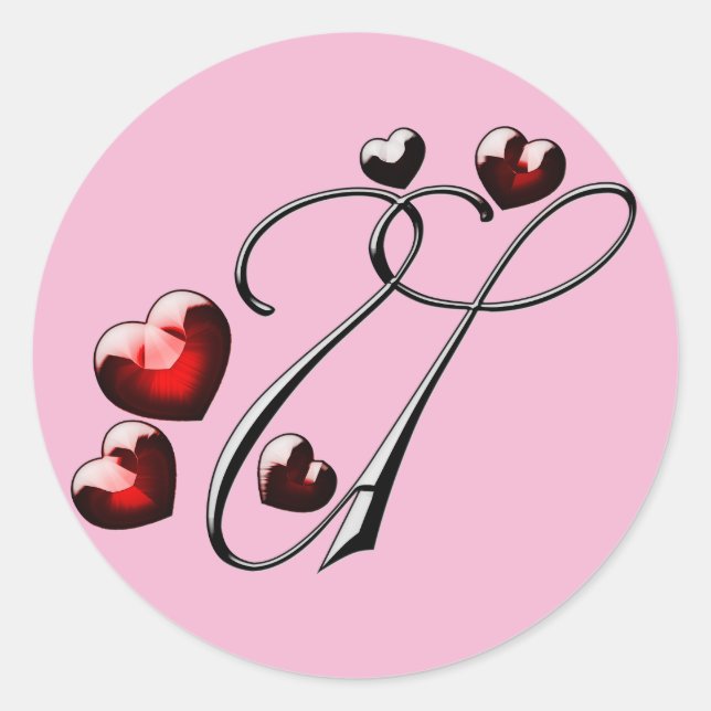 Pegatina Redonda pegatinas iniciales de la U en monograma (Anverso)