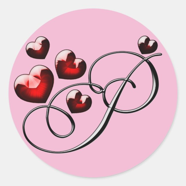 Pegatina Redonda pegatinas iniciales de P en monograma (Anverso)