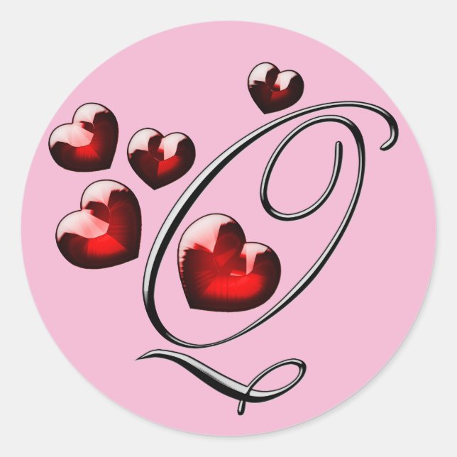 Pegatina Redonda pegatinas iniciales de Q en monograma (Anverso)