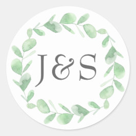 Pegatina Redonda Pegatinas iniciales personalizados de Eucalyptus b