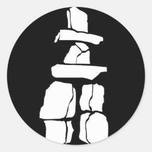Pegatina Redonda Pegatinas inuit de Inukshuk en vancouver arte embl