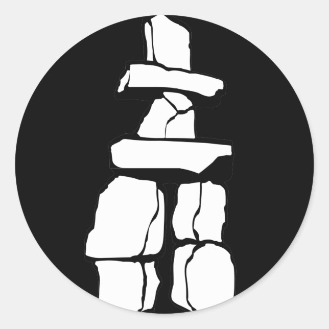 Pegatina Redonda Pegatinas inuit de Inukshuk en vancouver arte embl (Anverso)
